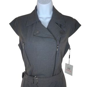 NWT Calvin Klein Gray Dress with Belt and Zipper detail